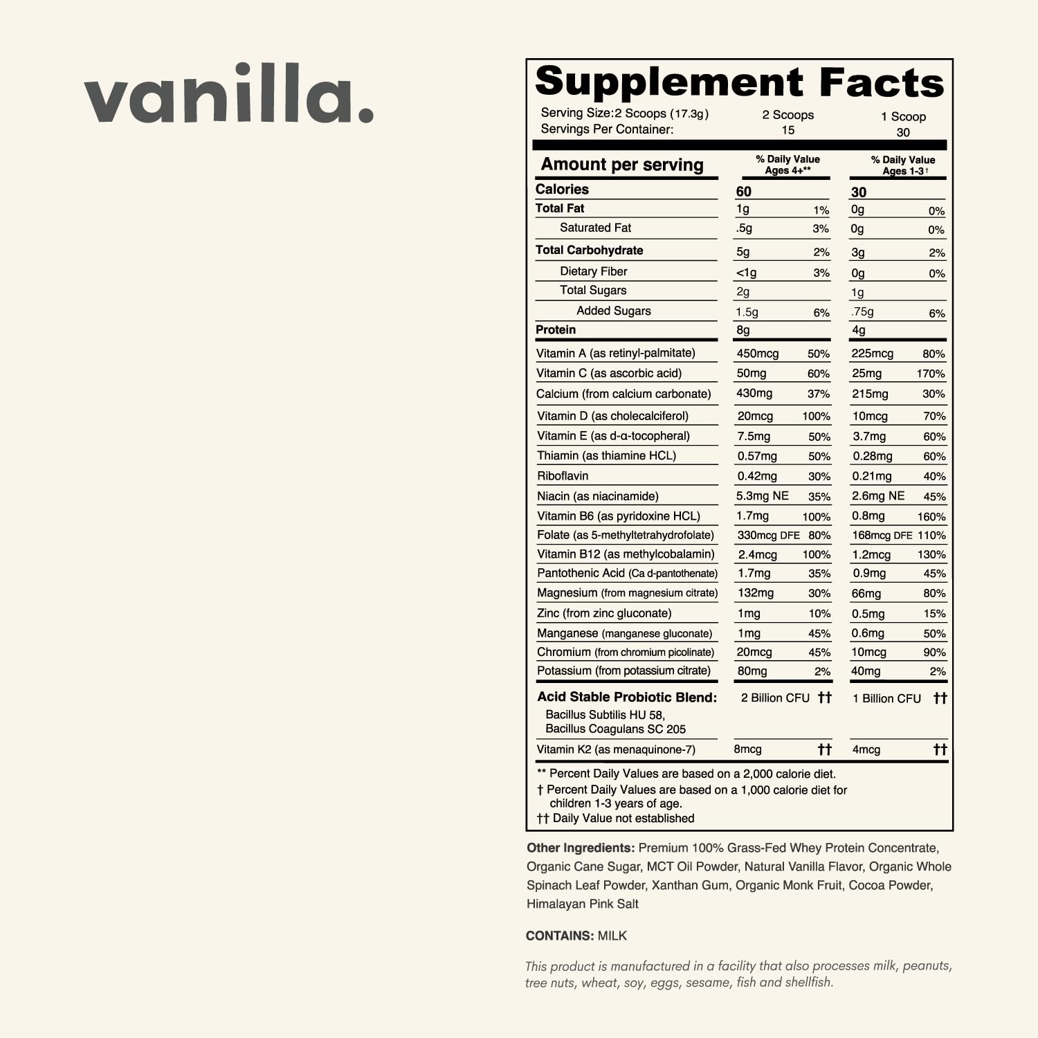 Glass of Nurished Vanilla Mighty Milk served as a tasty multivitamin and protein boost