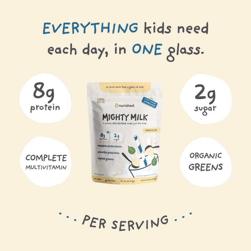 Nurished Vanilla Mighty Milk probiotics icon highlighting 2B probiotics