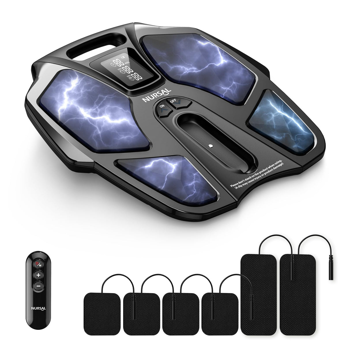 NURSAL EMS Foot Massager front view showing sleek home design for foot relief