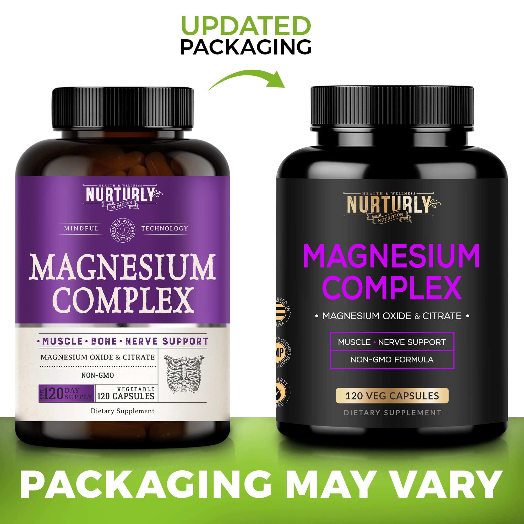 NURTURLY label close-up displays 500mg per capsule for easy dosing.