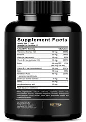 NURTURLY Vitamin B Complex capsules in blister pack for convenient daily supplementation.