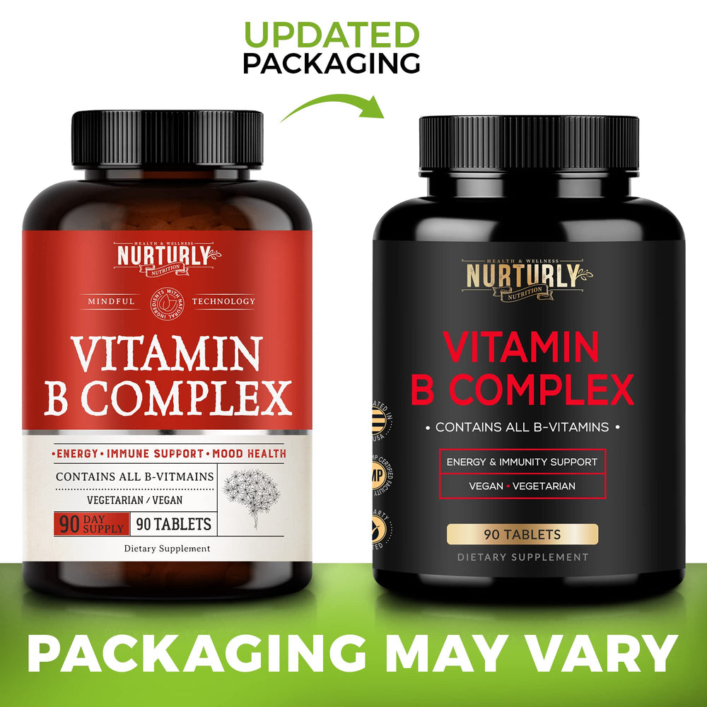 NURTURLY Vitamin B Complex on kitchen counter ready for daily use.