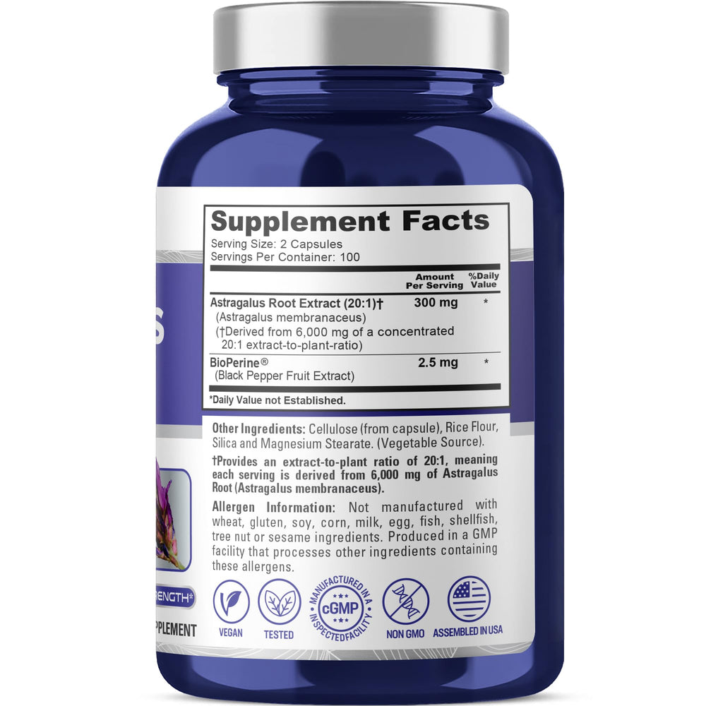 NusaPure Astragalus 20:1 extract capsules, vegan and convenient to take.