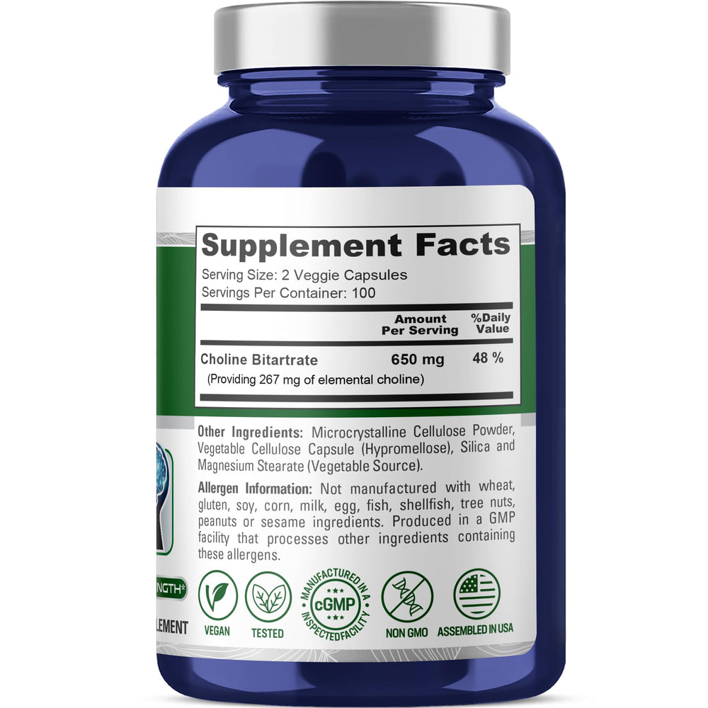 Close-up of NusaPure choline capsules for vegetarian diets