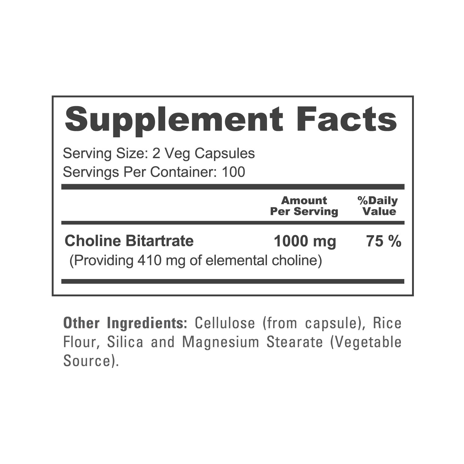 NusaPure Choline Bitartrate bottle labeled Made in the USA.