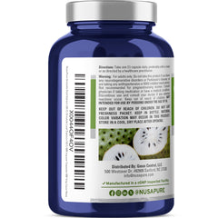 NusaPure Graviola capsules pack emphasizes a 200-day vegan supply.