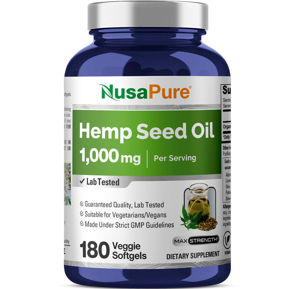 NusaPure Hemp Oil bottle front view for daily wellness.