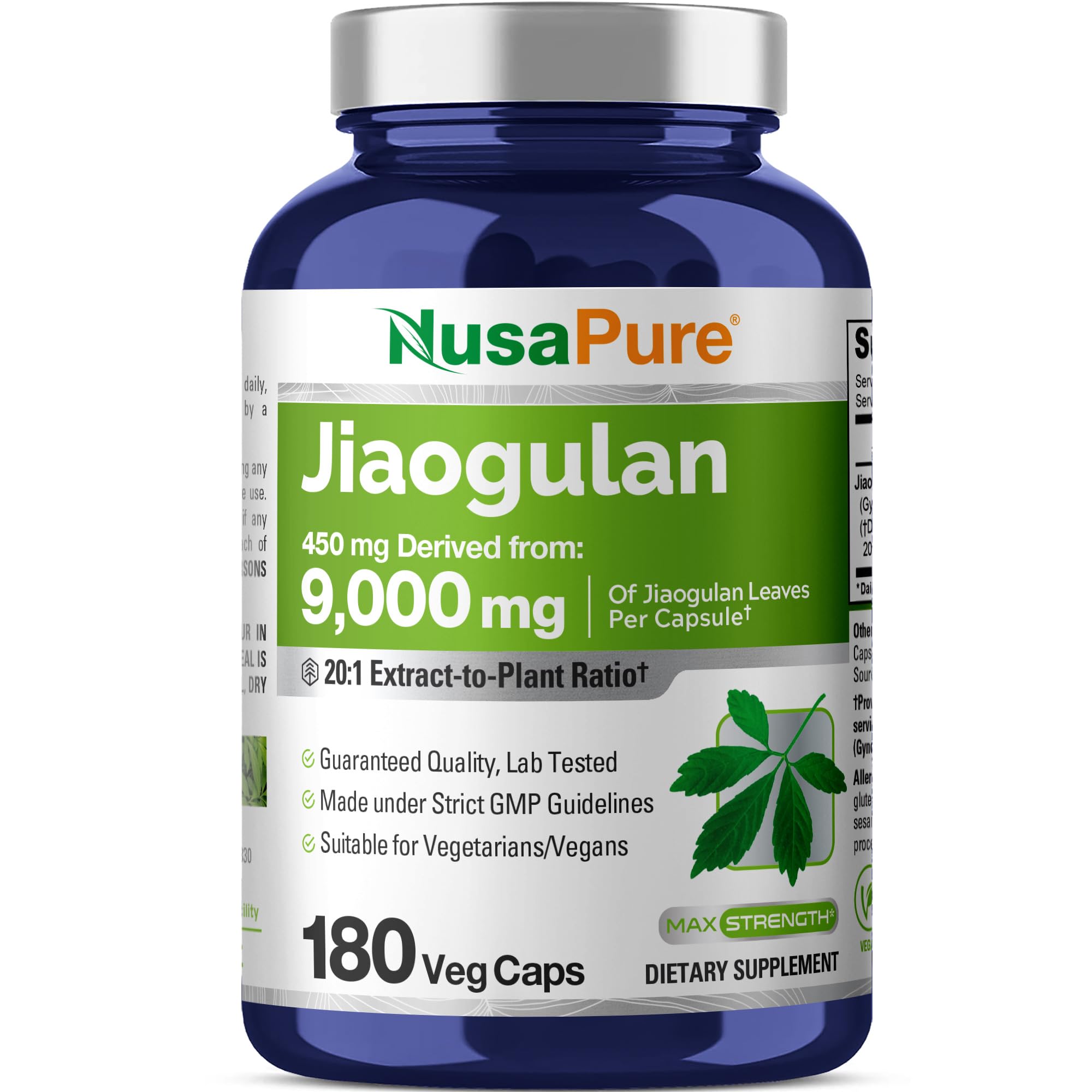 NusaPure Jiaogulan bottle with potent 20:1 extract for daily wellness