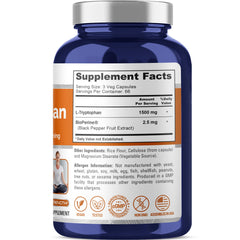 NusaPure L-Tryptophan capsules close-up for plant-based diets.