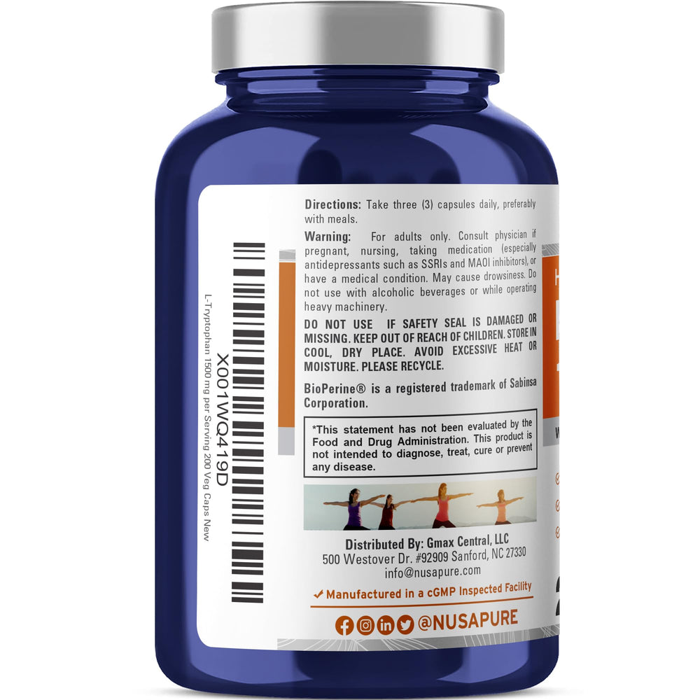 NusaPure packaging label highlighting Bioperine for enhanced absorption.