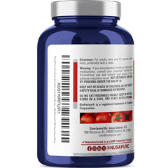 NusaPure Lycopene & Lutein Complex capsules sealed in 200-count bottle.