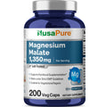 NusaPure Magnesium Malate 1350mg – 200 Veggie Capsules | Vegan, Non-GMO