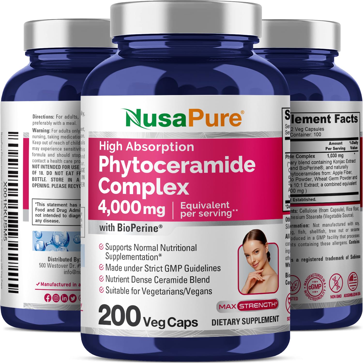NusaPure Phytoceramide Complex capsules with scoop for precise dosing