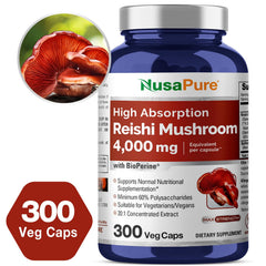 NusaPure Reishi extract ingredient label showing vegan non-GMO formulation