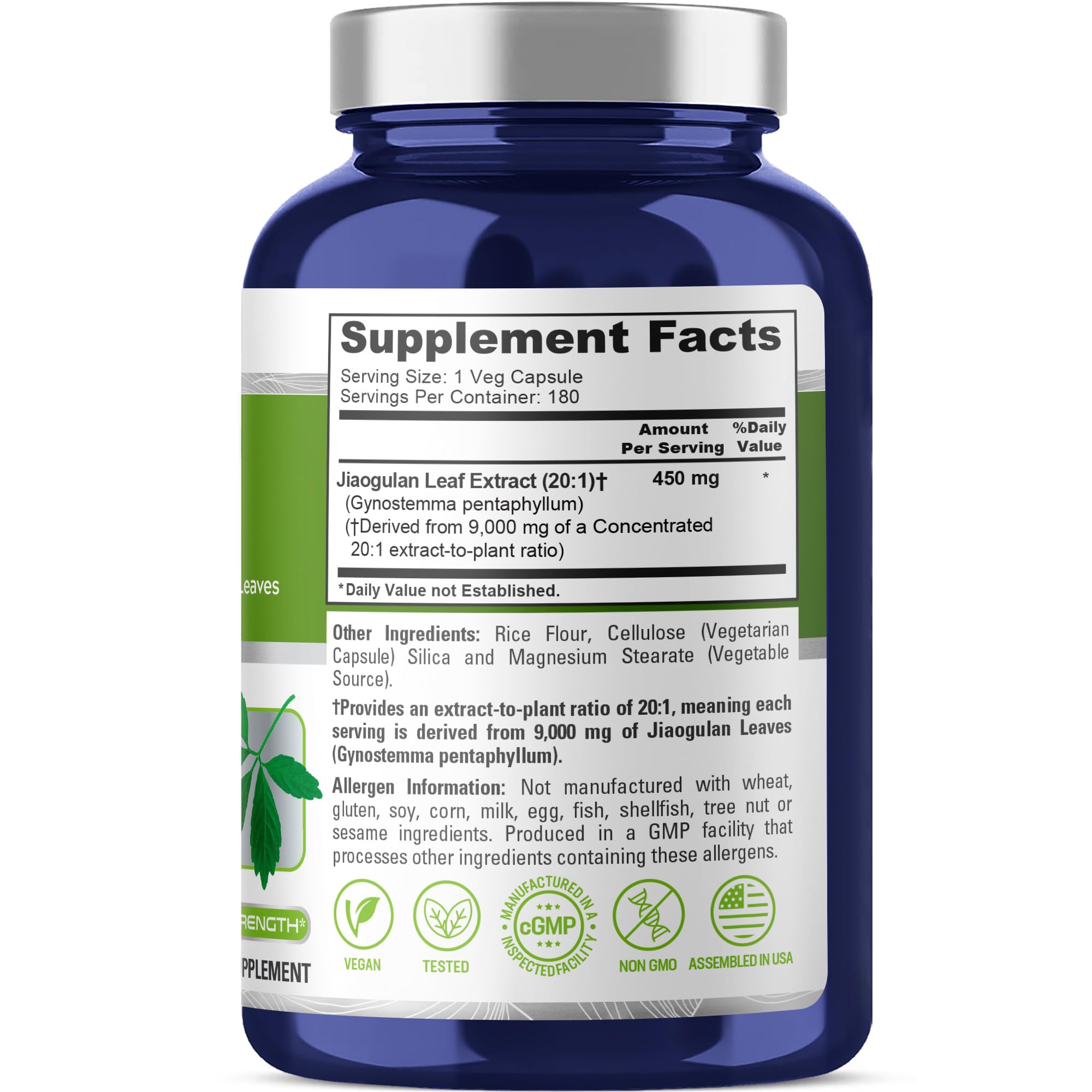 Close-up of 180 veggie capsules for a long-lasting plant-based supplement