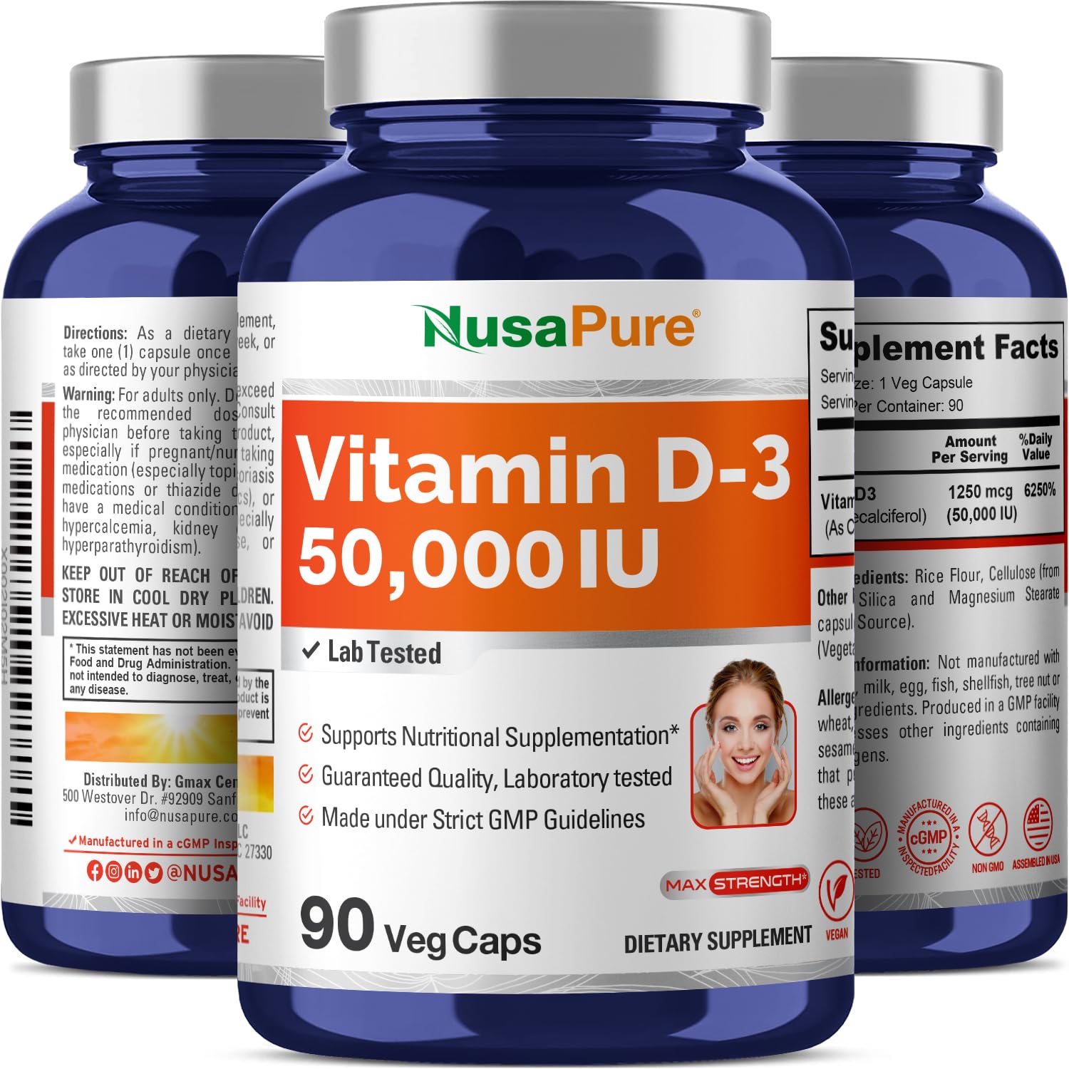 NusaPure Vitamin D3 50,000 IU packaging insert details