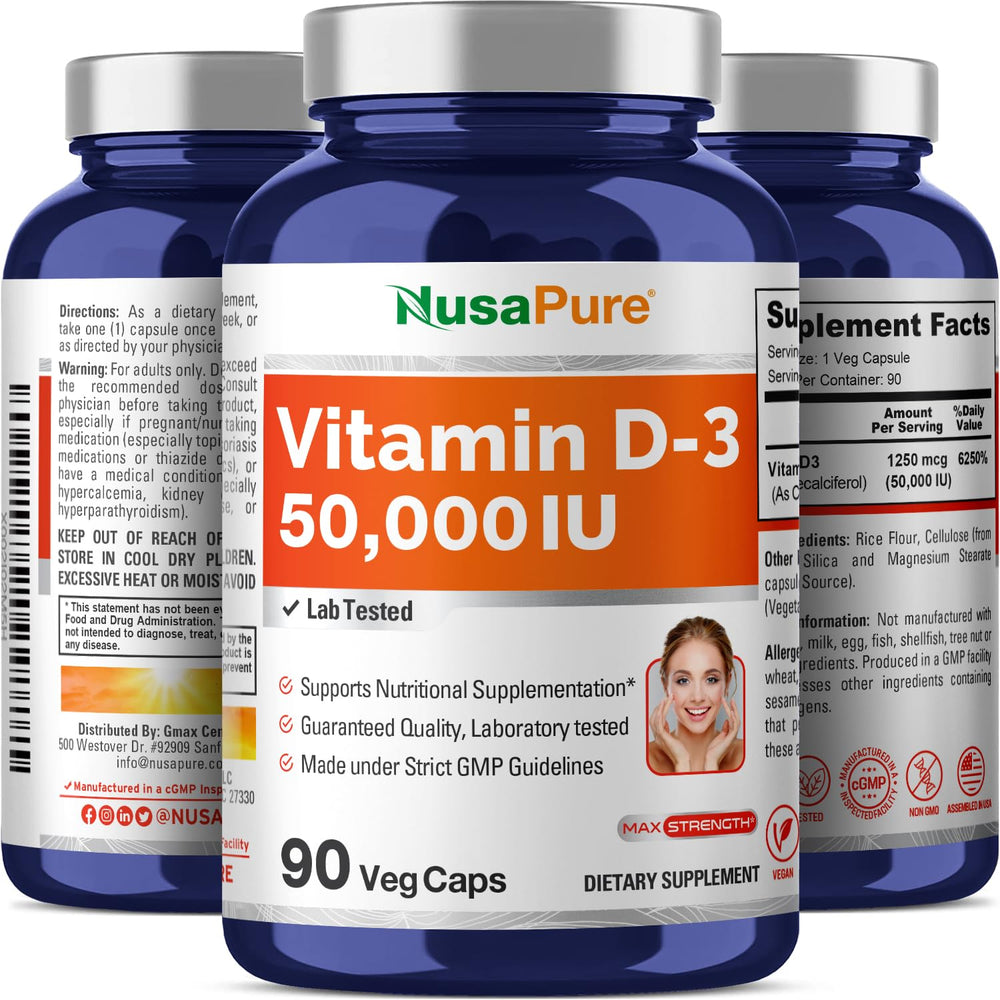 NusaPure Vitamin D3 50,000 IU packaging insert details