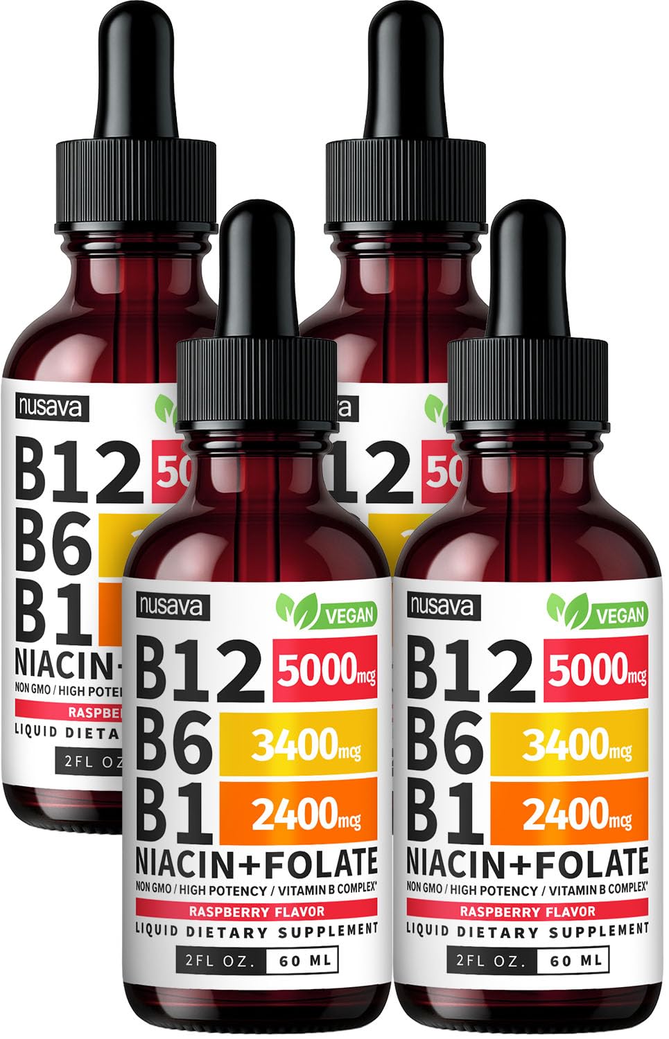 NUSAVA B12 Drops bottle closeup highlights potency for daily energy