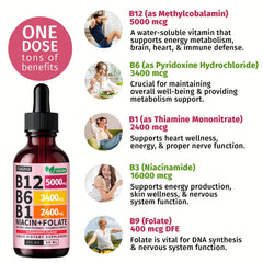 Nusava B12 drops ingredients label with B12 B6 B1 and folic acid