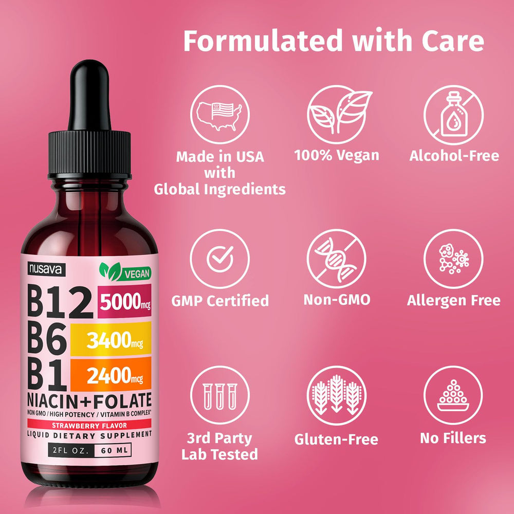 Nusava B12 drops two pack front showcasing value and servings