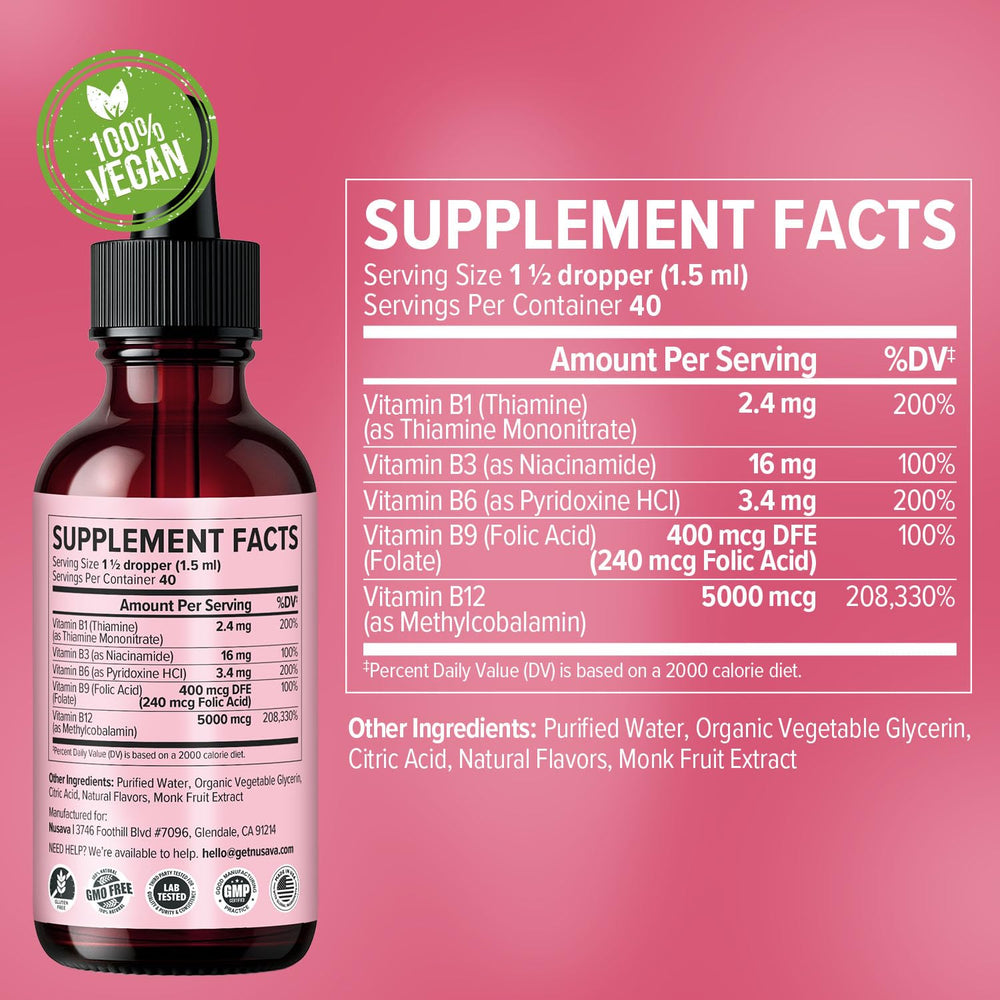 Nusava B12 drops under tongue scene demonstrating fast sublingual absorption