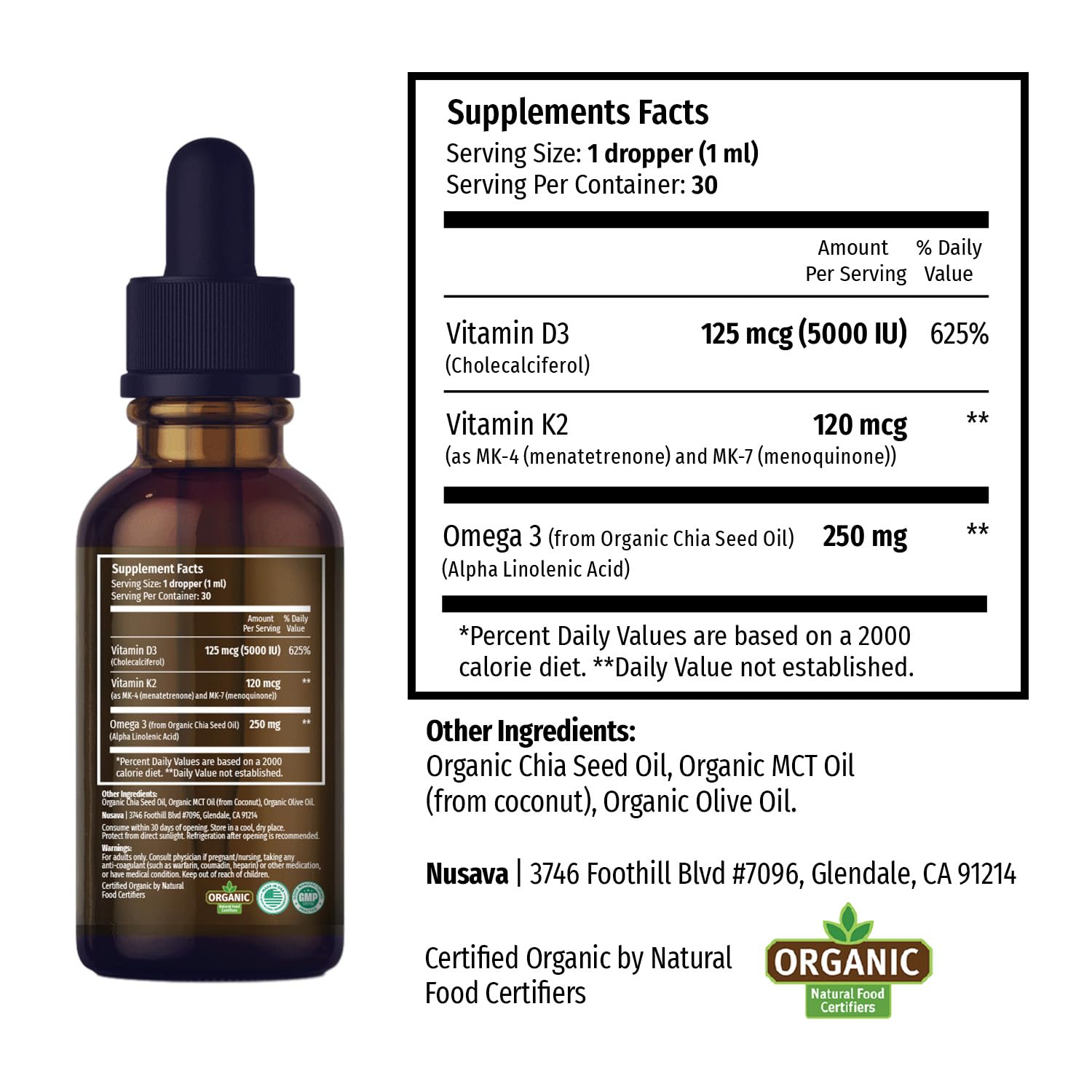 No fillers claim visible on NUSAVA bottle label