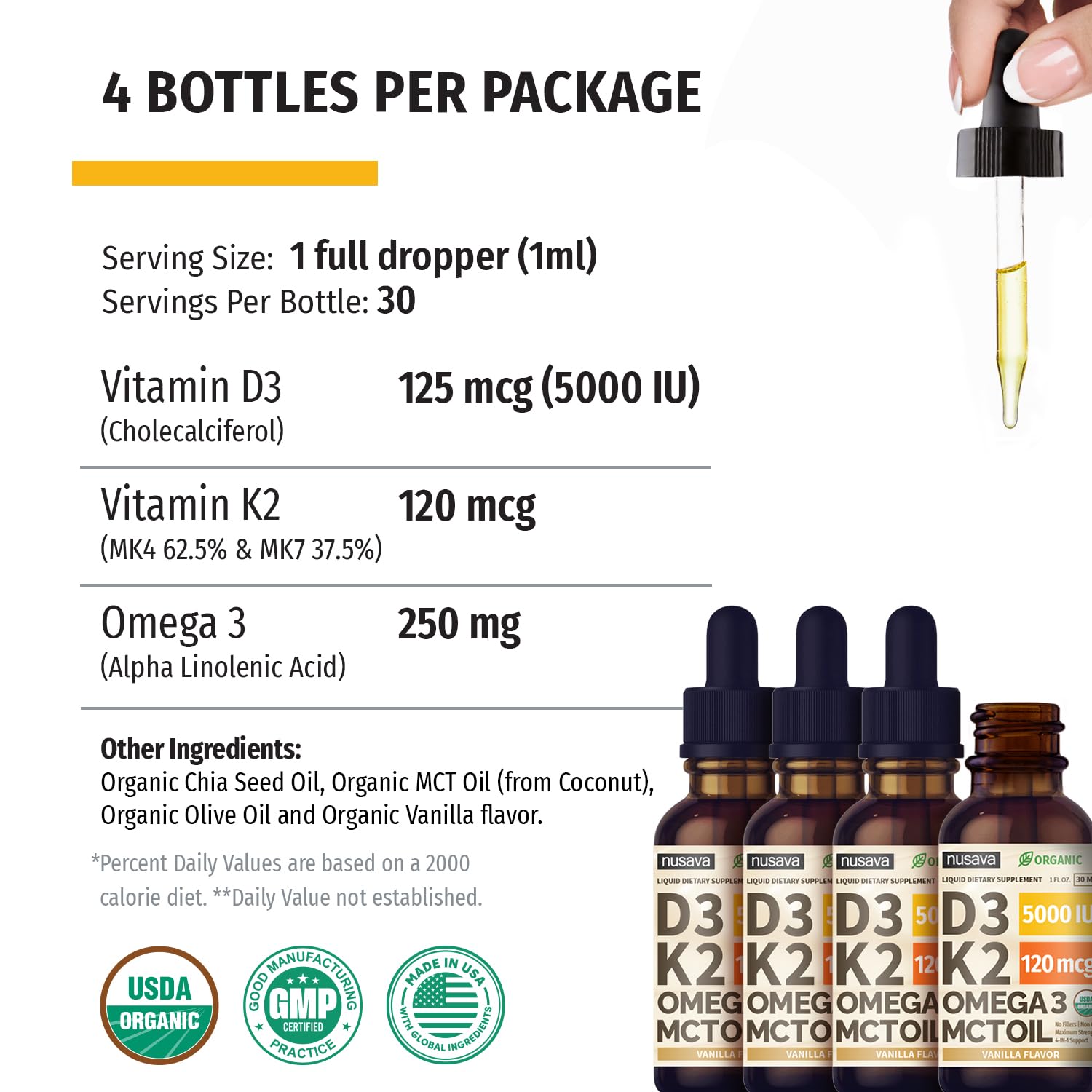 NUSAVA No fillers label emphasizes clean, pure formulation.