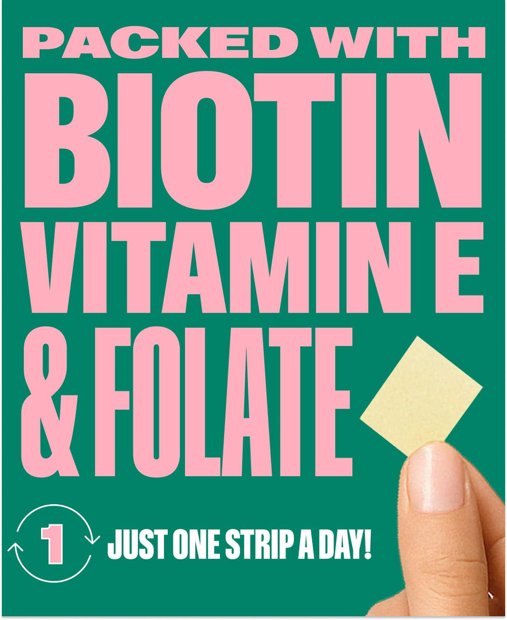 NuStrips strip with biotin, folate and vitamin E for healthy hair and nails