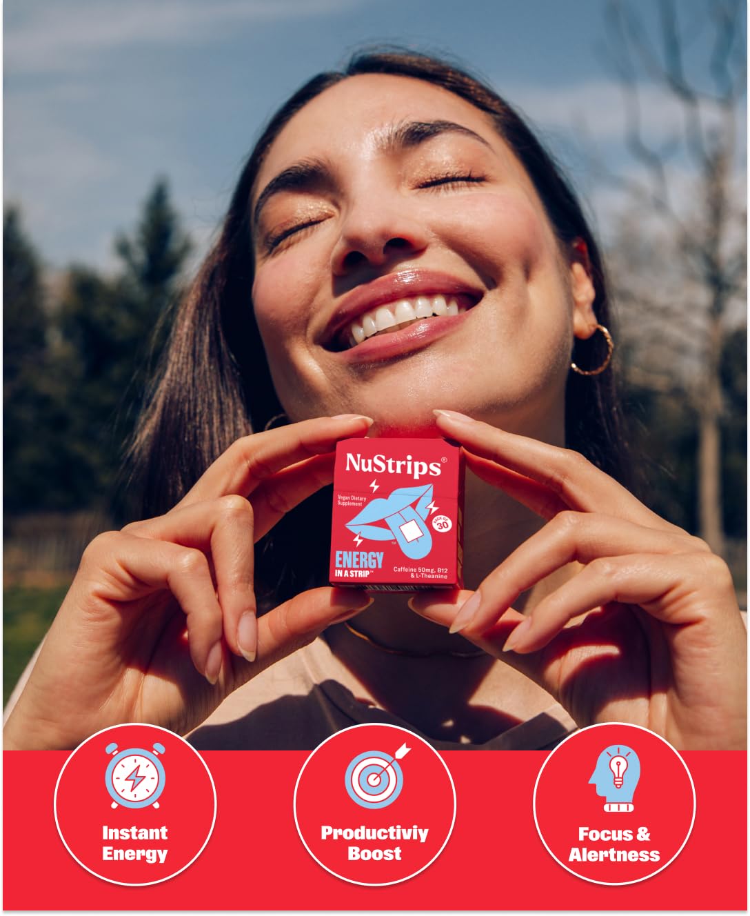 NuStrips open pouch with lemon strips ready to use