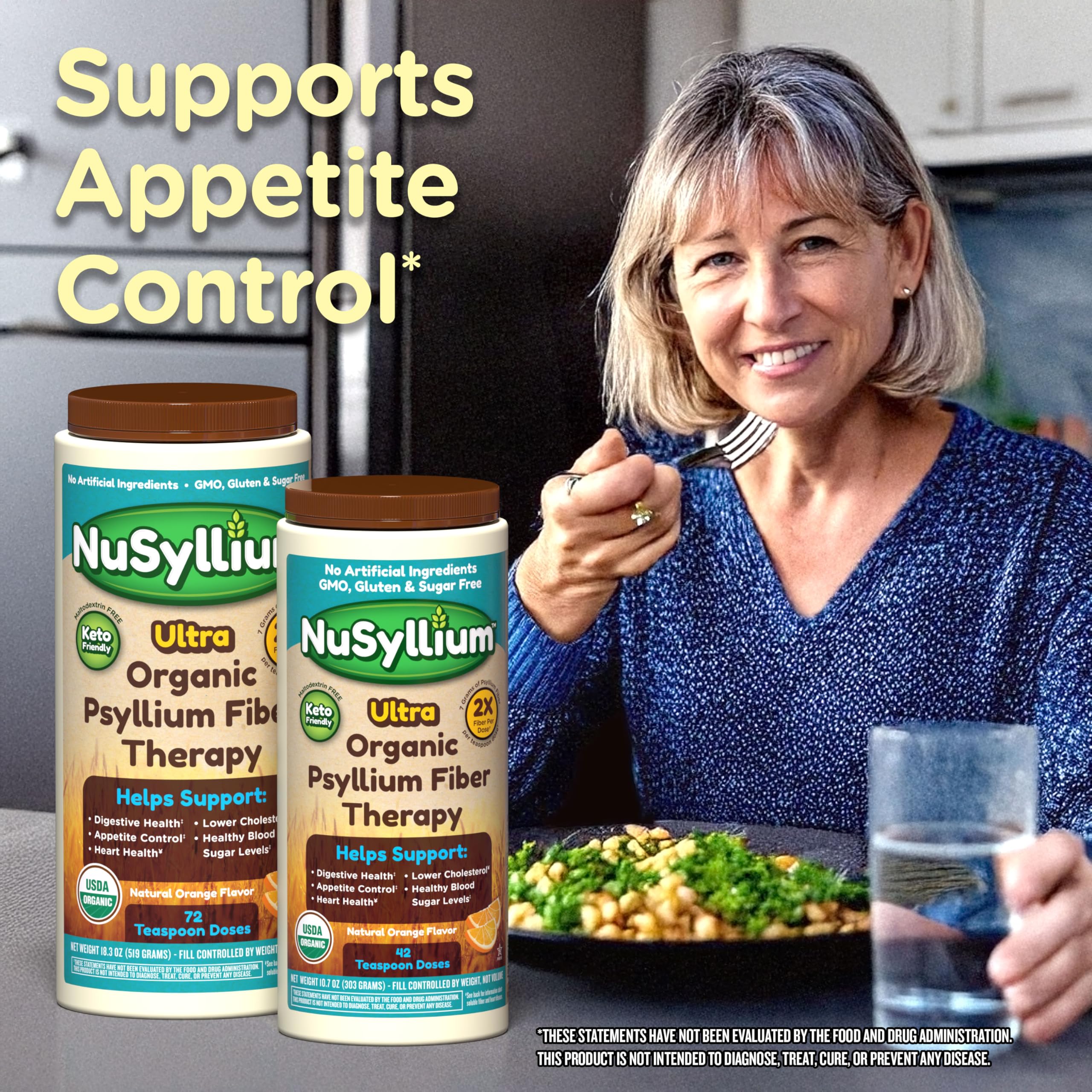 Organic vegetable glycerin base visible on NuSyllium packaging.