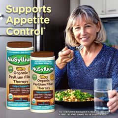 Organic vegetable glycerin base visible on NuSyllium packaging.