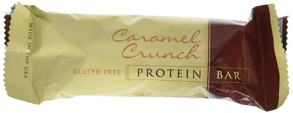 Caramel Crunch bar on shelf highlighting high-protein snacking