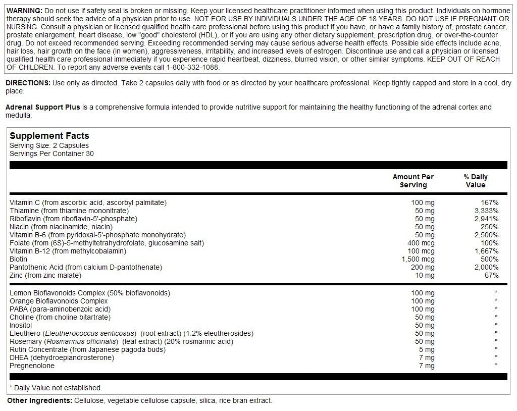 Nutra BioGenesis Adrenal Support Plus capsules for convenient daily use.