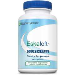Nutra BioGenesis Eskaloft bottle with St. John's Wort capsules for calm mood and restful sleep.