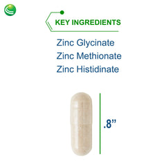 Nutra Biogenesis Tri Zinc capsules closeup emphasizing 30 mg zinc chelate per capsule for daily use