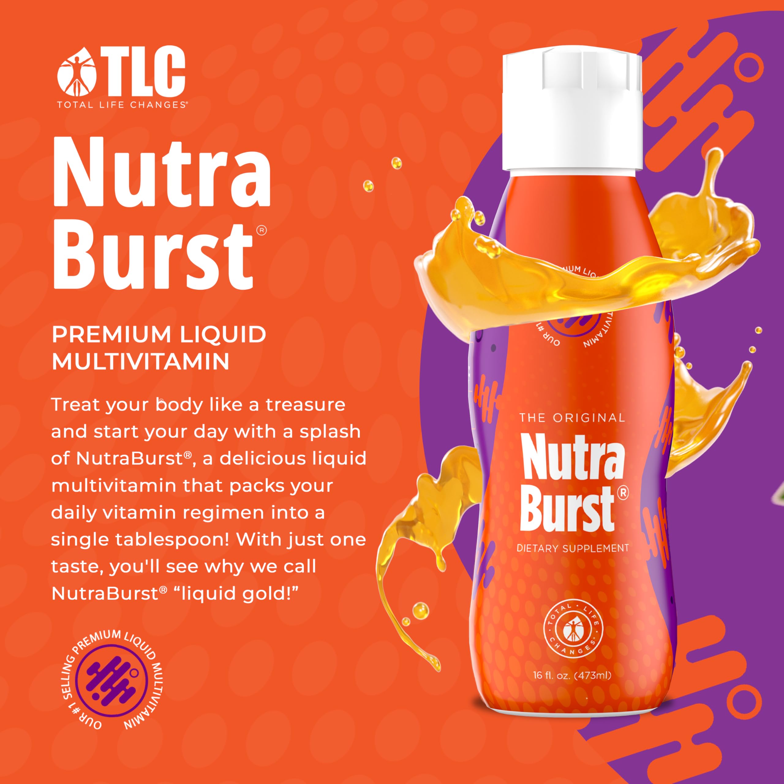 NutraBurst bottle being poured to illustrate easy liquid intake