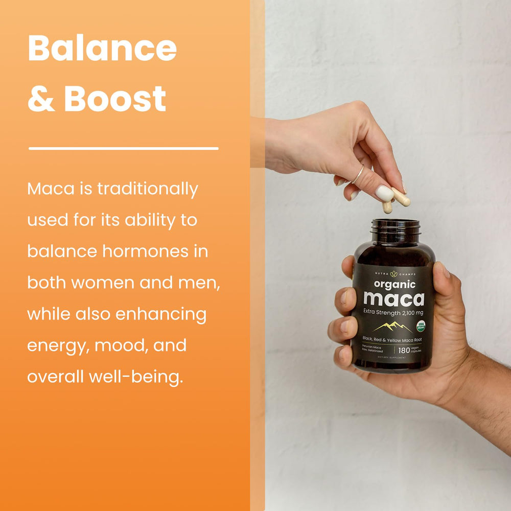 NutraChamps lab-tested vegan maca supplement with non-GMO