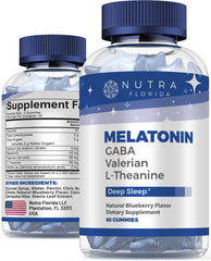 Nutra Florida Melatonin Gummies bottle front showing 10 mg dose for nightly support