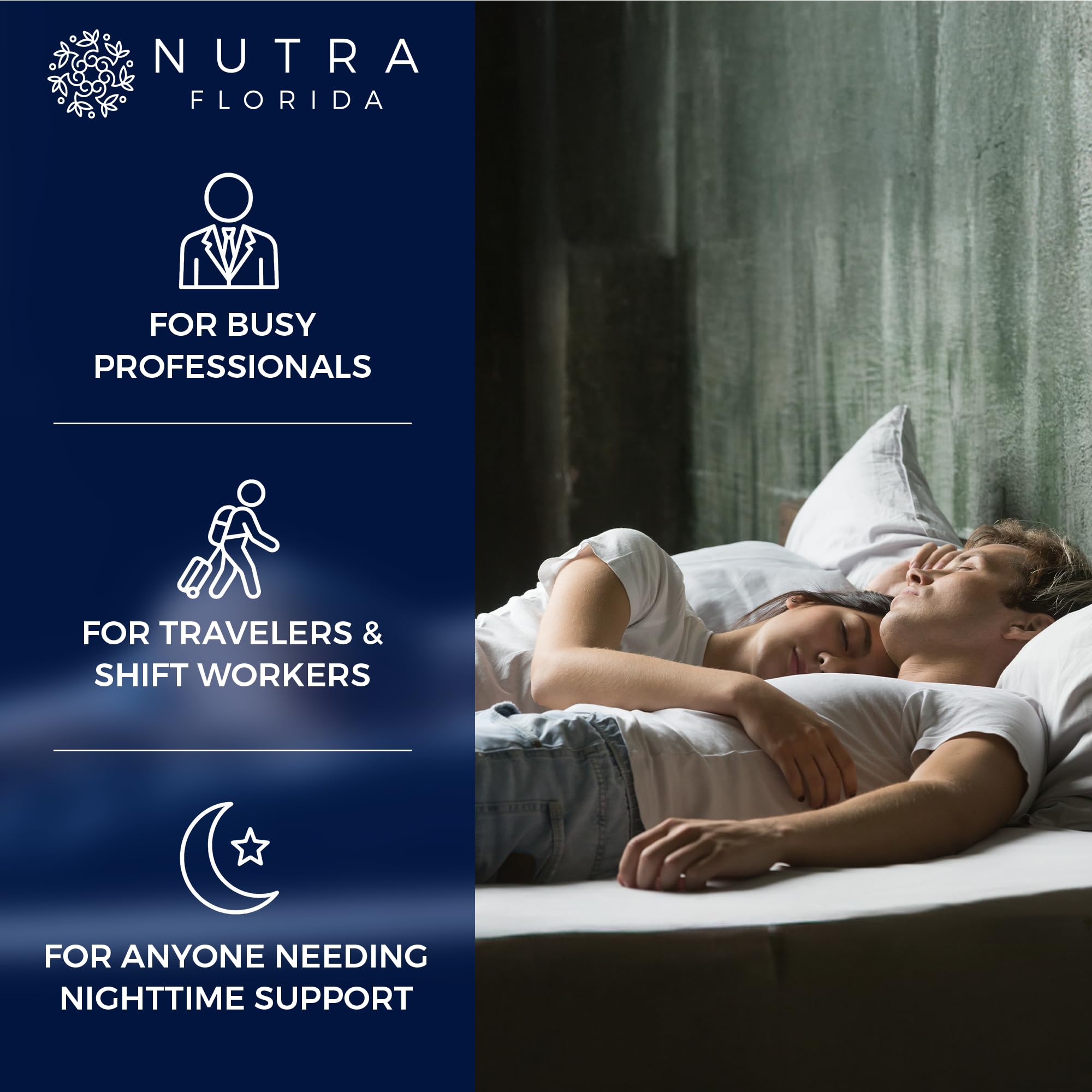 Nutra Florida Melatonin Gummies packaging display with clean label and plant-based ingredients