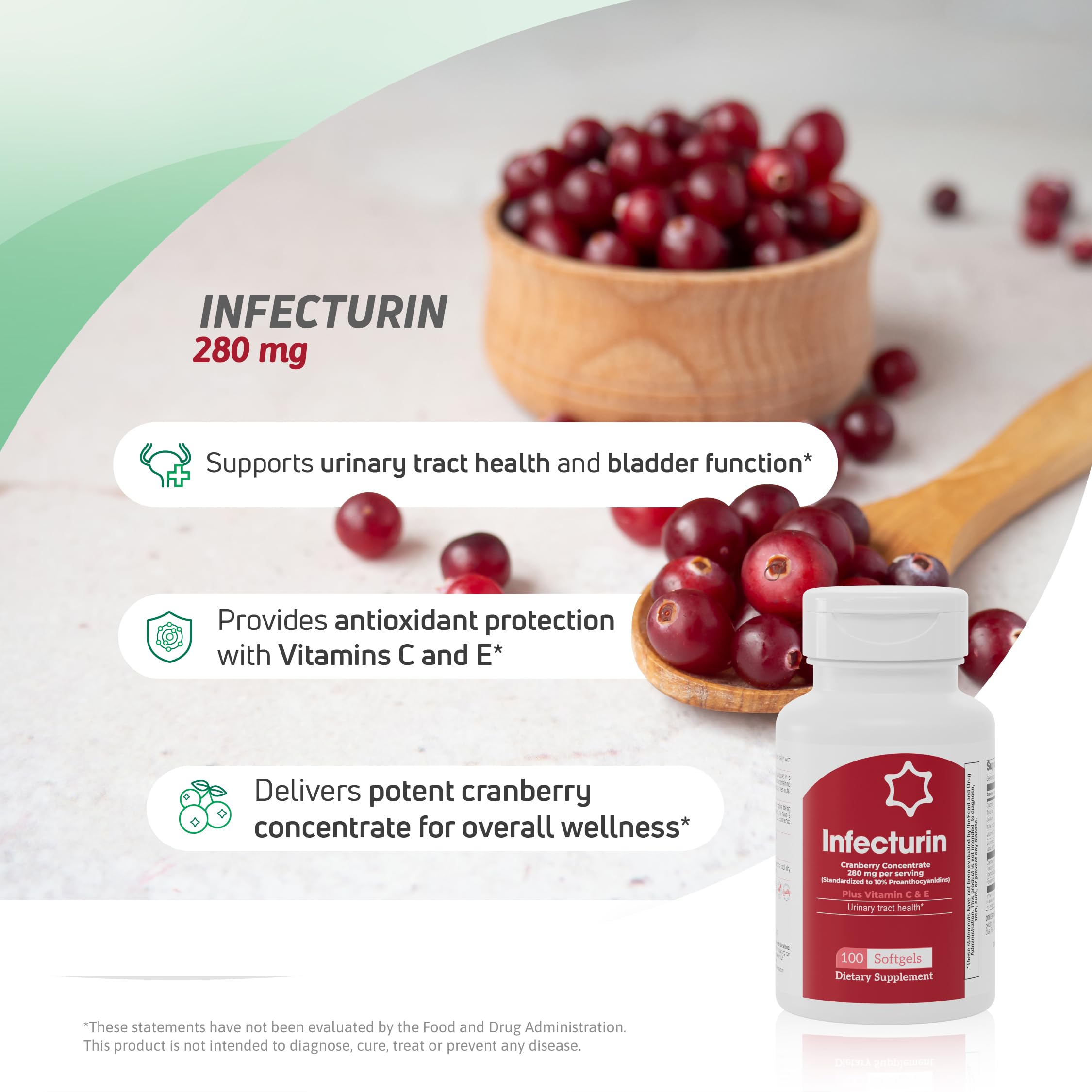 Nutra Nutrition Cranberry Pills label highlights 10% PACs and antioxidants