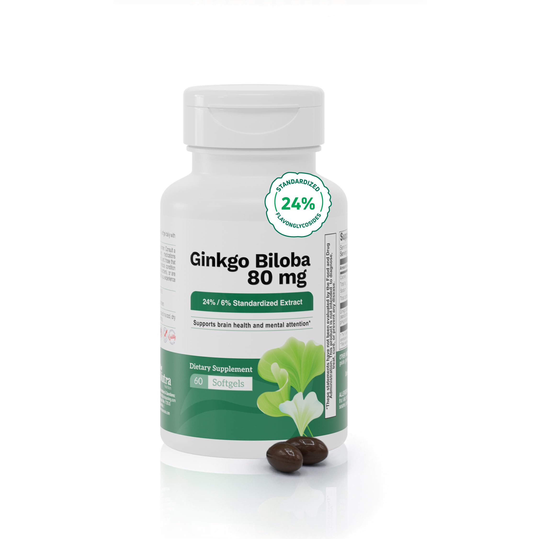 Nutra Nutrition Ginkgo Biloba softgels for memory support.