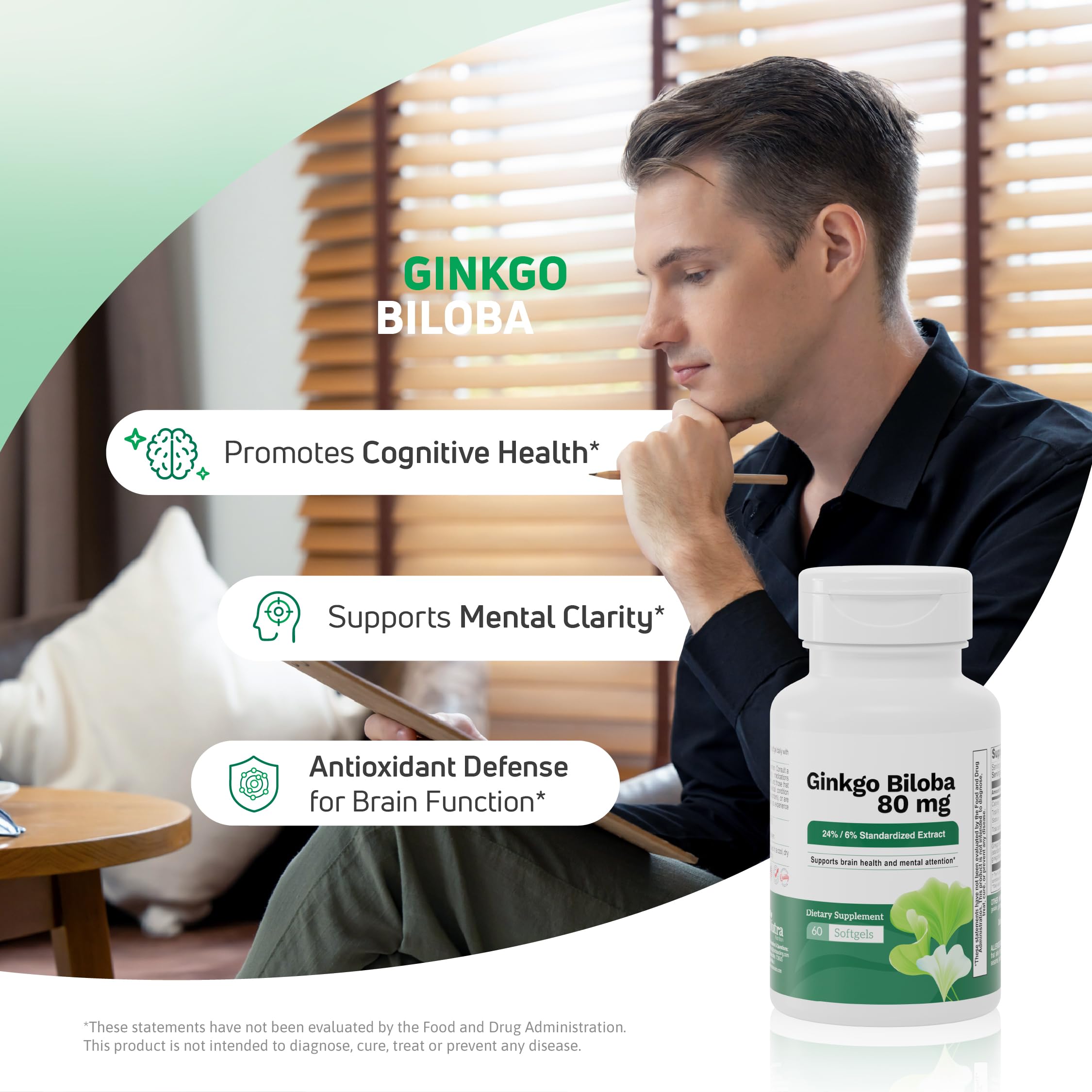 Nutra Nutrition Ginkgo Biloba capsule close-up for daily use.
