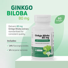 Nutra Nutrition Ginkgo Biloba label highlighting gluten-free and non-GMO.