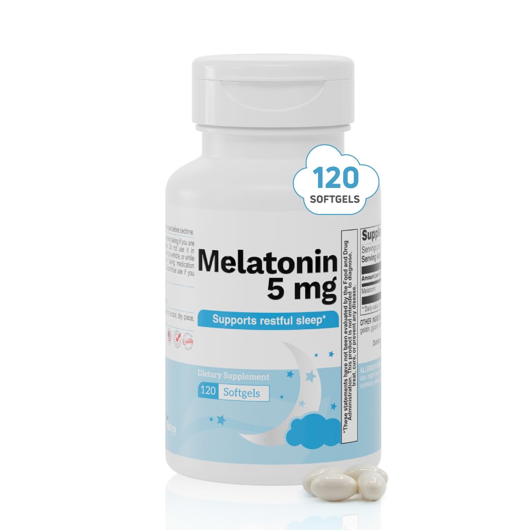 Nutra Nutrition Melatonin 5 mg bottle front view supports a calm nightly routine