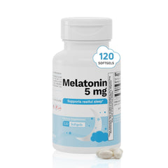 Nutra Nutrition Melatonin 5 mg bottle front view supports a calm nightly routine