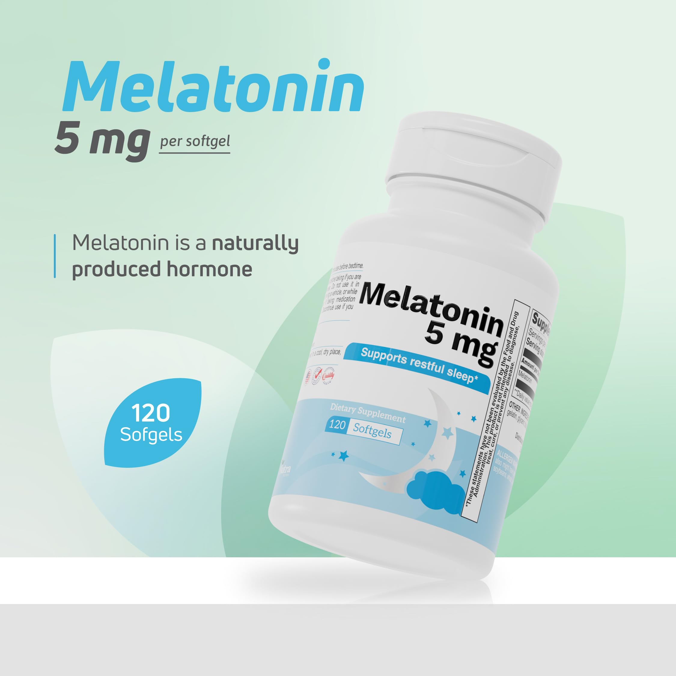 Nutra Nutrition Melatonin 5 mg ingredients beeswax and sunflower lecithin for purity