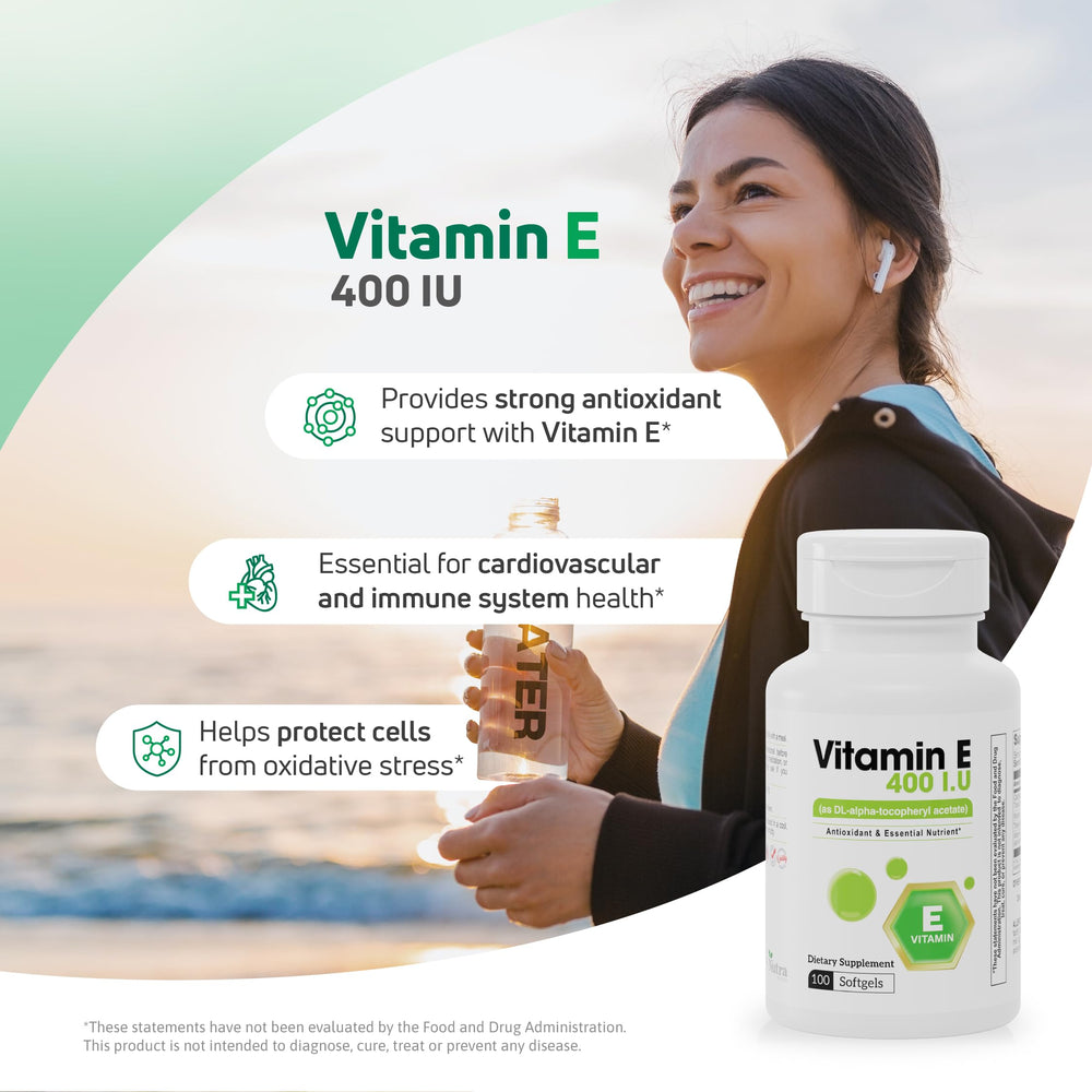 Nutra Nutrition Vitamin E 400 IU softgels daily use suggestion.