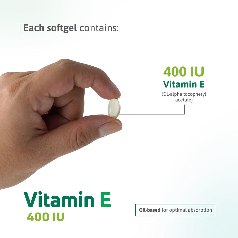 Nutra Nutrition Vitamin E 400 IU ingredients list on pack.