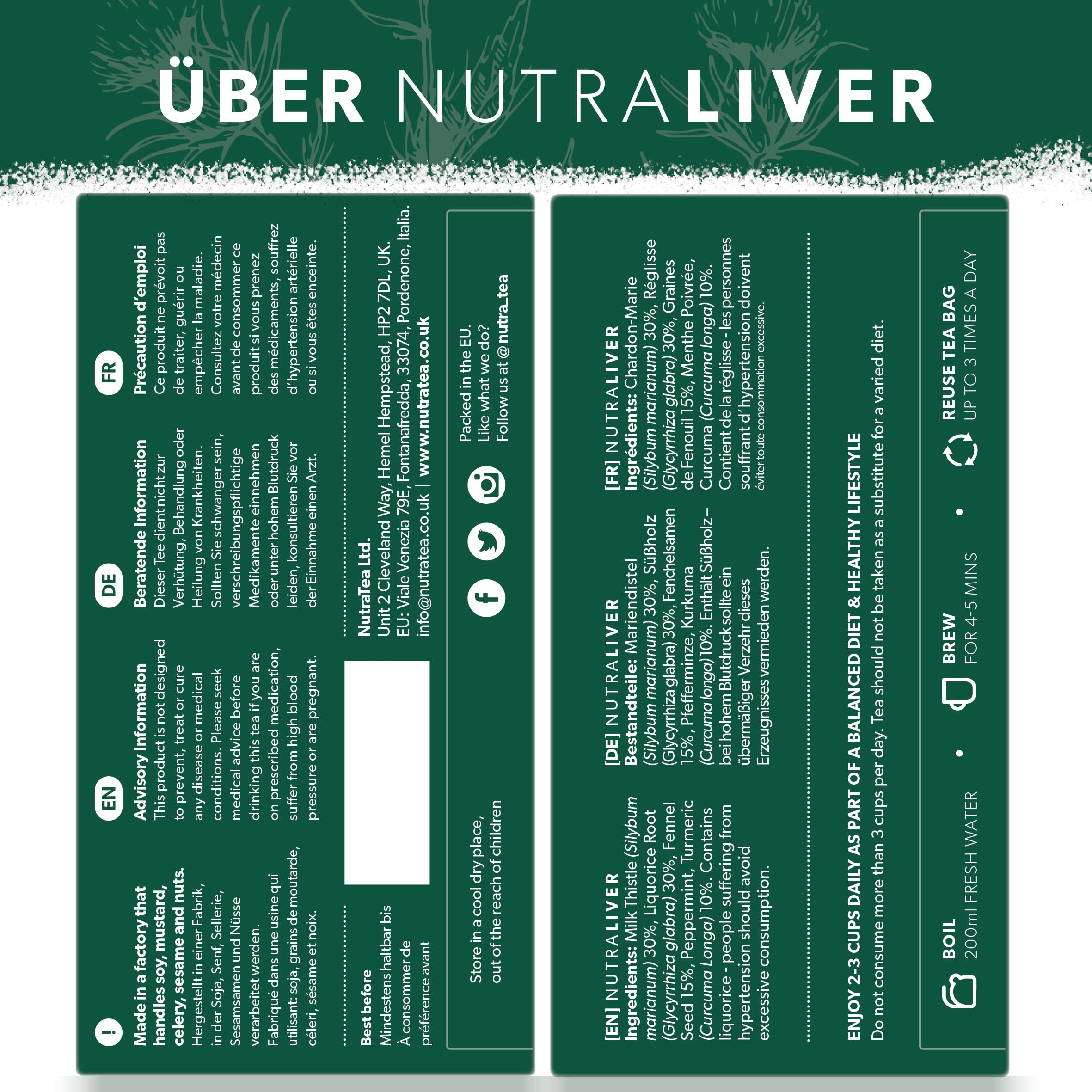 Nutra Tea Nutraliver tea bags pack on countertop for easy brewing