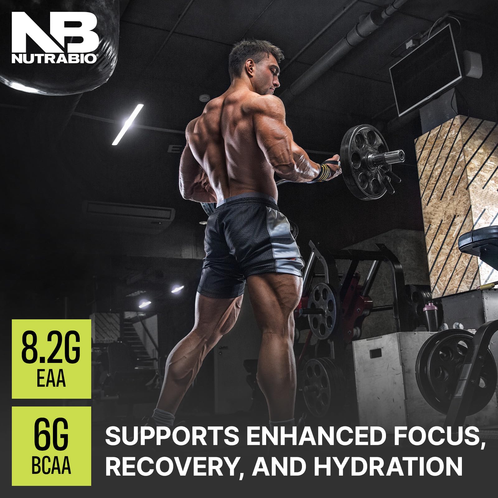 NutraBio Alpha EAA cognitive benefits graphic suggesting sharper focus